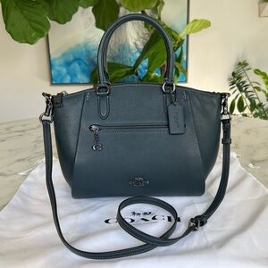 NWOT COACH Elise Satchel Crossbody Bag Pine Green Teal Pebble Leather 79316